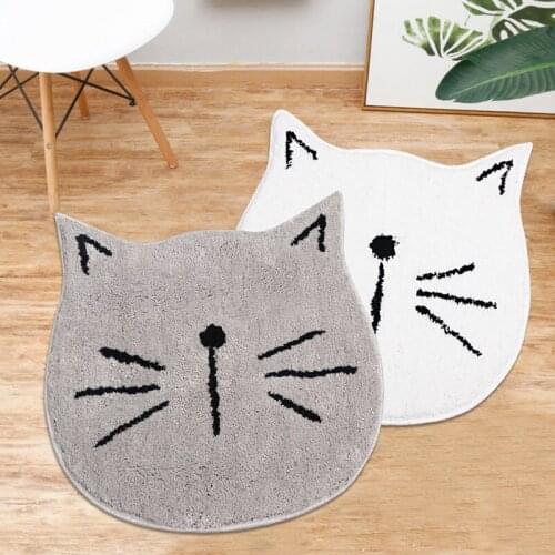 Cute Animal Cat Shape Print Kitchen Carpets Kids Kawaii Welcome Door Mats Bedroom Living Room Cartoon Water Absorption Floor Rug