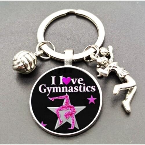 Fashion Love Gymnastics Keychain Jewelry Peace Love Gymnastics Keychain Pendant