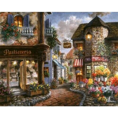Landscape Dream town DIY 11CT Embroidery Cross Stitch Kits Craft Needlework Set Printed Canvas Cotton Thread Wholesale