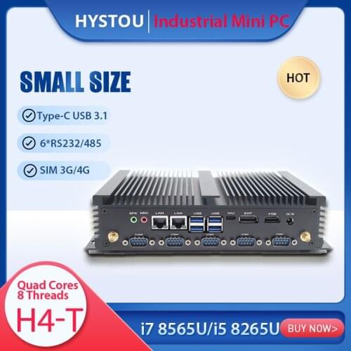 Newest Fanless 8TH Gen Core Industrial mini Computer i7 8565U i5 8265U I3 8145U Win10 linux 2*DDR4 HDMI2.0 DP1.4 Type-c SIM port