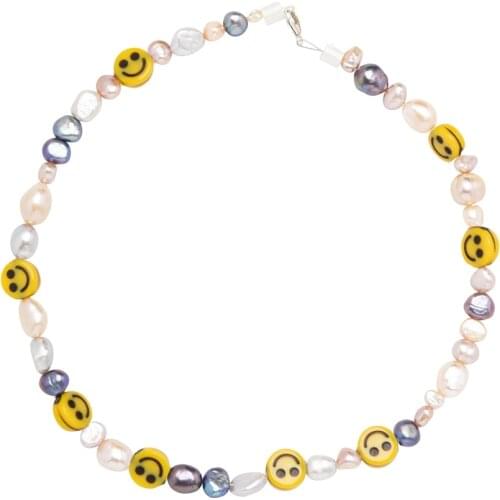 2020 new choker mix white black sweetwater pearls smilie beads Berlin Smilie Dude TWO Pearl Necklace women