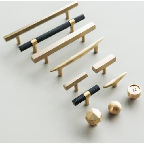 New Chinese Handle Light Luxury Brass Hand Drawer Wardrobe Cabinet Modern Simplicity