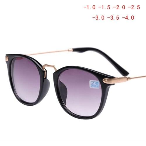 Oval Finished Myopia Sunglasses Fashion Gray Lens Metal Legs With Degrees Myopia Glasses -1 -1.5 -2.0 -2.5 -3.0 -3.5 -4.0