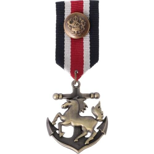 Phenovo Fashion Horse Anchor Brooch Pin Medal Brooch Pin Collar Tips for Mens Gift Steampunk for Banquet Clothing Embellishment