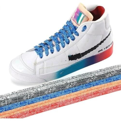 8mm Wide Flat Shoelaces Laces Dazzling Hipster Shoelaces Mens and Womens Flat Creative Af1 Shoe Rope Cashew Flower Shoelaces