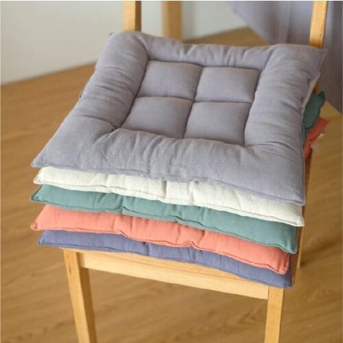 40x40cm Japanese-style cotton linen thick chair pad comfortable solid color dining seat cushion chair mat