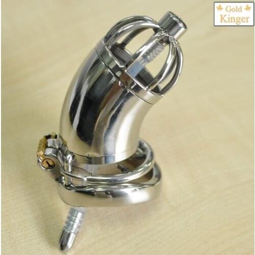Latest Dormant Lock Large Male Stainless Steel Cock Cage Silicone Catheter Non-Slip Penis Ring Chastity Belt BDSM Sex Toy 278
