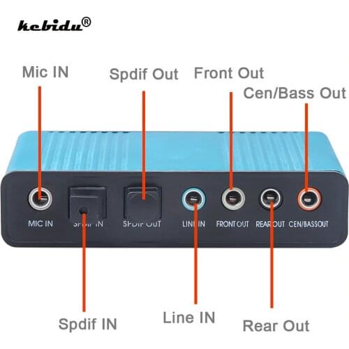 Kebidu 2020 Professional USB Sound Card 6 Channel 5.1 Optical External Audio Card Converter CM6206 Chipset for Desktop Tablet