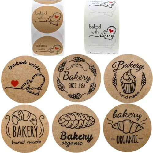 Hand made Baked with Love Sticker Handmade home made bakery Sticker Labels for Baked Food Bread Cake Package Decor