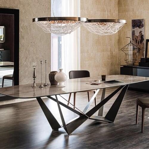 Nordic Table Modern Simple Light Luxury Marble Table Rectangular Rock Plate Dining Table Household Black