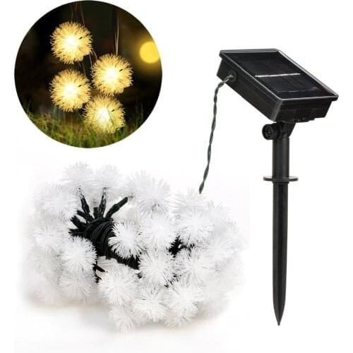 5M 20 LED Solar Outdoor Fairy String Lights Dandelion Ball Garlands Holiday Christmas Wedding Solar Party Decoration lights
