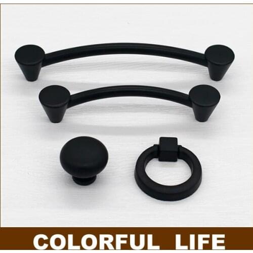 High quality cupboard door handle Matte Black Drawer,rings and Round, wardrobe door handle, modern and simpleand,Hardware