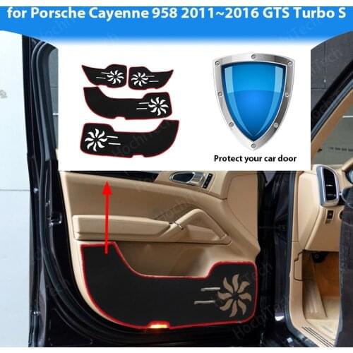 Protective Mat Side edge cover Accessories Door Inside Guard Car Door Anti Kick Pad Sticker for Porsche Cayenne 958 2011~2016