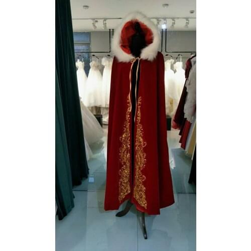 Winter Dark Red Boleros Stunning Wraps with Gold Applique Beading Sequins Real Photos