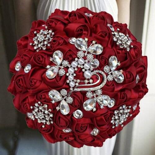 1PCs /lot Red Ribbon Wedding Bouquet For Wedding Party