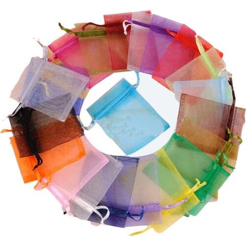 100Pcs 10x15cm Mixed Organza Bags Wedding Party Decoration Drawable Packaging Bags Jewelry Candy Organza Bags & Pouches