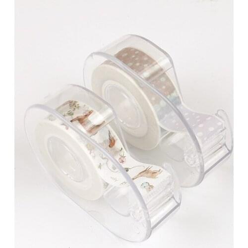 2pcs Plastic Practical Transparent School pen Washi tape dispenser Washi tape holder Kantoorartikelen Office supplies Rose 02566
