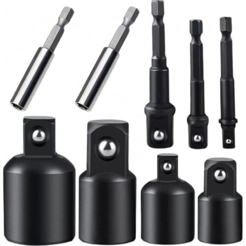 9Pcs/Set Heavy-duty Heat-treated Chromium Vanadium Steel Hex Square Head Ball Connecting Rod Drill Bit Wrench Socket Adapter