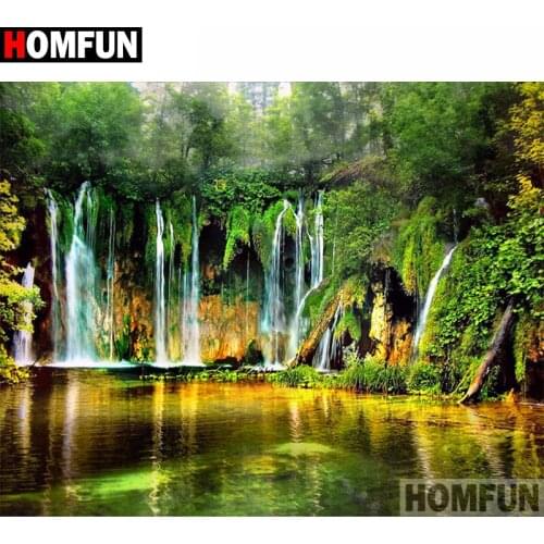 HOMFUN Full Diamond Embroidery Diy 5D Diamond Painting Cross Stitch "Waterfall scenery" Full Drill Home Room Decor A27233