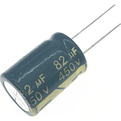 2pcs/lot 450v 82uf 450v82UF High Frequency Low ESR aluminum electrolytic capacitor size 18*25MM Tolerance 20% 20