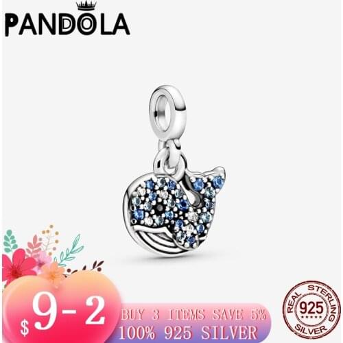 Arrival 925 Sterling Silver My Blue Whale Dangle Charms Beads Fit Original Pandora Me Bracelets Fashion Jewelry Making Gift