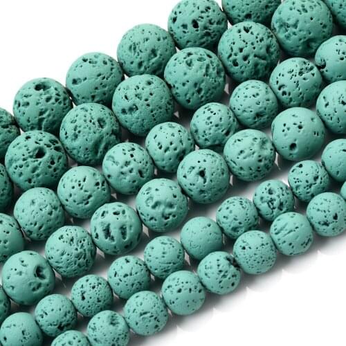 Green Lava Stone Beads Natural Round Loose Spacer Bead for Jewelry Making DIY Charm Bracelet Accessories 4/6/8/10/12mm 15