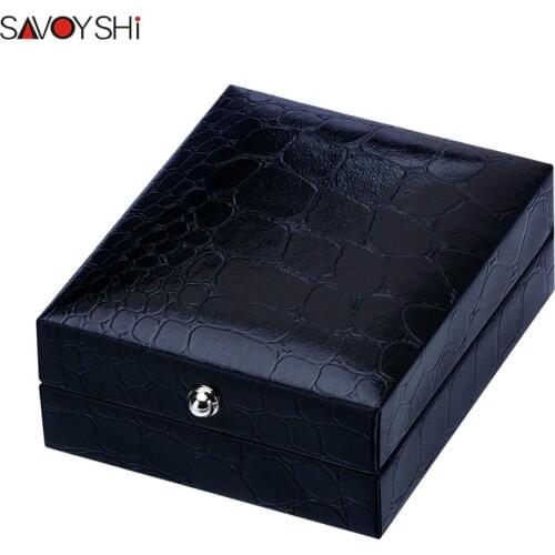 Black Leather Cufflinks Box ,Gift Storage Case Cuff Box, Jewelry Carrying Case Free Shipping