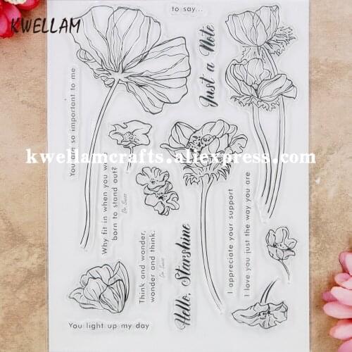 Flowers Hello Starshine Just a Note You light up my day Scrapbook photo cards rubber stamp clear stamp transparent stamp 9060513