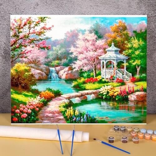 Flower Sakura DIY Painting By Numbers Set Oil Paints 40*50 Canvas Painting Home Decor For Adults Wall Handicraft