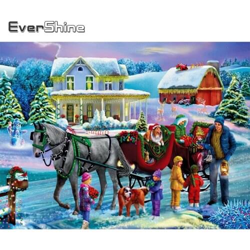 Evershine 5D DIY Diamond Embroidery House Landscape Rhinestone Kit Diamond Painting Winter New Arrival Mosaic Decor For Home