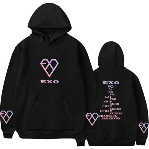 EXO Kpop Pink cotton Sweatshirt Women Korean hip hop pullovers autumn Hooded Sweatshirts Streetwear Harajuku Female Fans Clothes