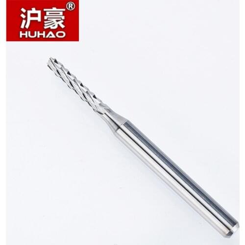 HUHAO 10pcs/lot Shank 3.175mm PCB Milling Bits Carbide Tungsten Corn Cutter End Mill CNC Router Bits For Carbon Fiber Plastic