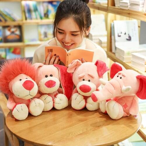 22 Cm 35 Cm Lion Elephant Rabbit Doll Plush Toy Pink Elephant Children Christmas Gift Free Shipping