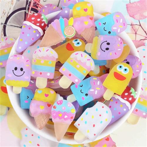 Julie Wang 20PCS Resin Ice Cream Charms Random Mixed Artificial Food Pendant Jewelry Making Accessory Table Home Decor