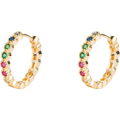 Classic Multicolor Crystal Rainbow Hoop Earrings For Women AAA Zirconia Stone Big Huggies Female Earring Piercing Accessory 20mm