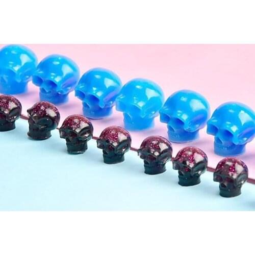 2Pc Skull Head Bead Resin Mold Skull Beaded Bracelet Jewelry Silicone Mold Tools A0NF