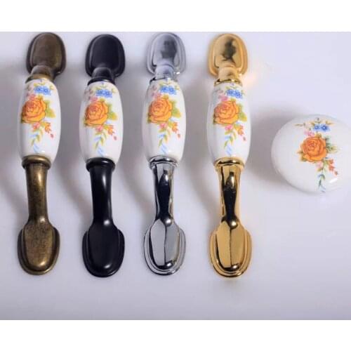 Creative retro furniture Zinc alloy handles Antique wardrobe dresser cabinet door handle Ceramic drawer knobs128mm Kitchen pulls