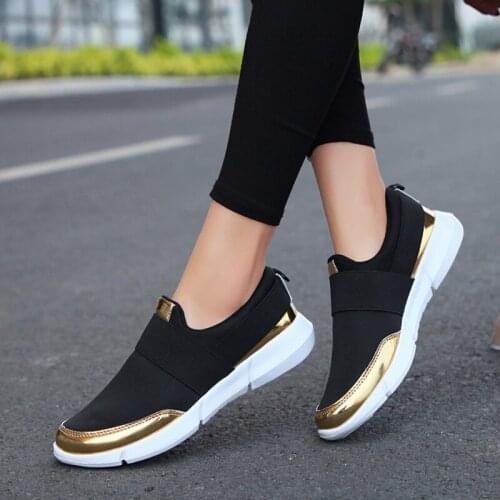 Women Slip On Loafers Ladies Casual Comfort Flats Shoes Female Breathable Stretch Cloth Fashion Walking Sneakers For Woman