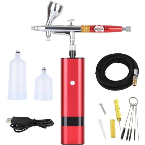 Mini Airbrush Kits Dual Action Spray Compressor Set High Pressure Cup Changeable For Painting Tattoo Cake Model Nail Make-Up