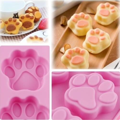 Mini 10 Holes Lovely Silicone Cake Mold Cat Paw Chocolate Mould Cute Cat Feet Cake Mould Creative Silicone Baking Mould