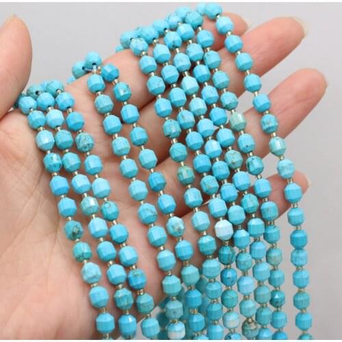 Natural Semi-precious Stone Round Cut Bead Blue Turquoise 6mm DIY for Making Jewelry Necklace Bracelet Accessories Gift 38cm