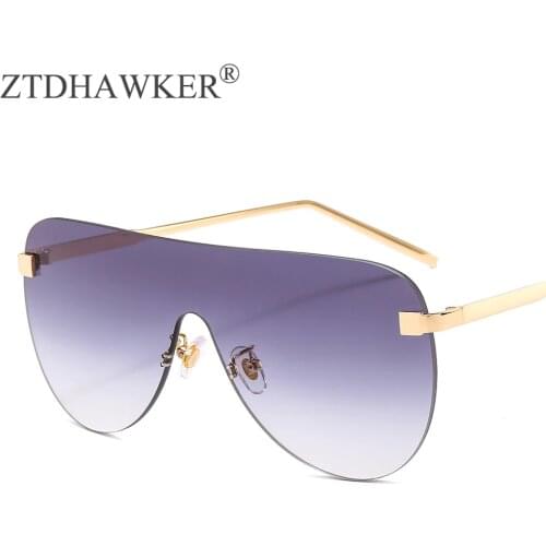 The New One-piece Frameless Women Sunglasses Personality Catwalk Vintage UV400 Glasses