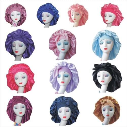 New fashion silk hair head sleep cap satin scarf tie bonnet 5 pcs a lot hair accessories