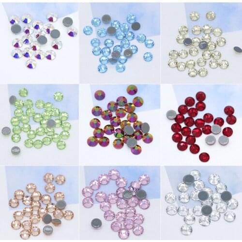 Wholesale SS12-ss30 41Color crystal glass Iron on Hotfix Rhinestone Flatback glue on/Hot Fix stone For fabric garment Decoration