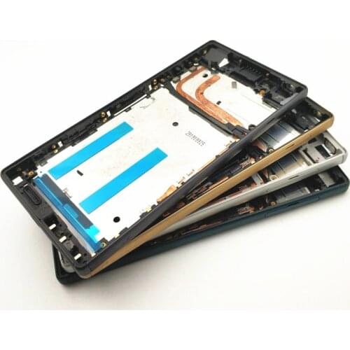 Original For Sony Xperia Z5 LCD Plate Middle Frame Bezel Housing Cover + Plug Cover For Xperia Z5 Dual E6653 E6603 E6633 E6683