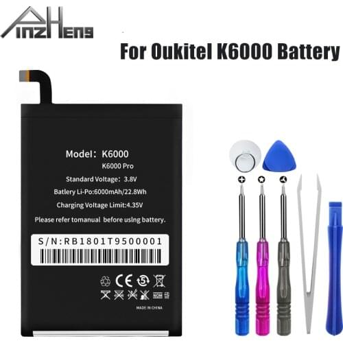 PINZHENG 6000mAh Battery For Oukitel K6000 Phone Battery For Oukitel K6000 Pro Real 6000mAh High Quality Replacement Bateria