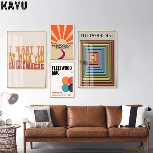 Fleetwood Mac Band Gig Poster Vintage Music Rock Print Canvas Painting Retro Wall Art Picture for Living Room Teen Room Decor