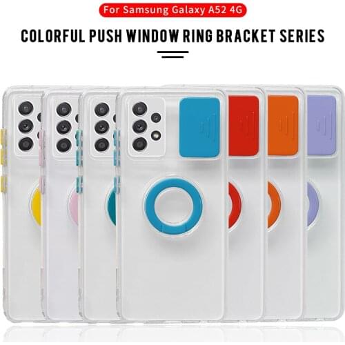 Push Pull Transparent Phone Cover For Samsung Galaxy A52 4G 5G Stand Ring Bumper Case A32 A22 A72 A82 A12 A42 A02 A 21S 71 51 31