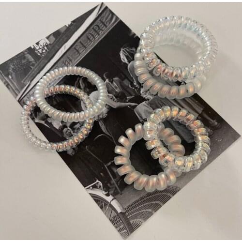 White Colorful Telephone Wire Line Rubber Bands Womens Scrunchies Elastic Hair Rope for Girls Accessories