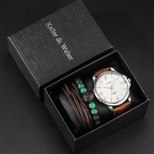 Luxury Watch Bracelets Watch Set Mens Quartz Clock Mens Gifts Leather Watch Mens WristWatch Gift For Men Watch Hot Sale 2020